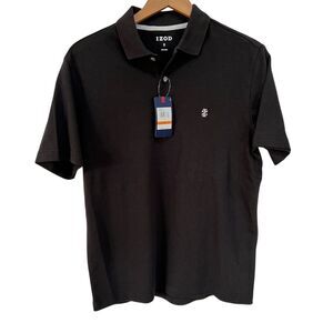 NWT Izod Men's‎ Advantage Polo Shirt Black Short Sleeve Size S Golf Casual